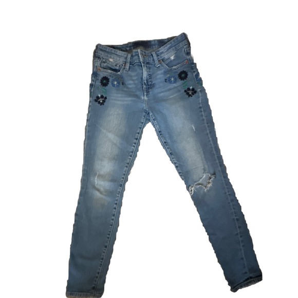 Lucky‎ Brand Embroidered Ava skinny ankle cheville jeans blue denim size 0 / 25 - Picture 2 of 16